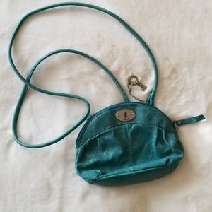 Fossil Small Teal Leather Crossbody Bag